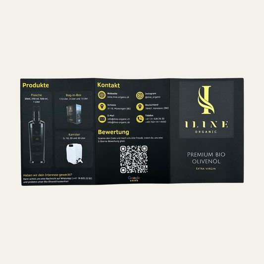 Vorderseite des Iline Organic Flyers im A6-Format