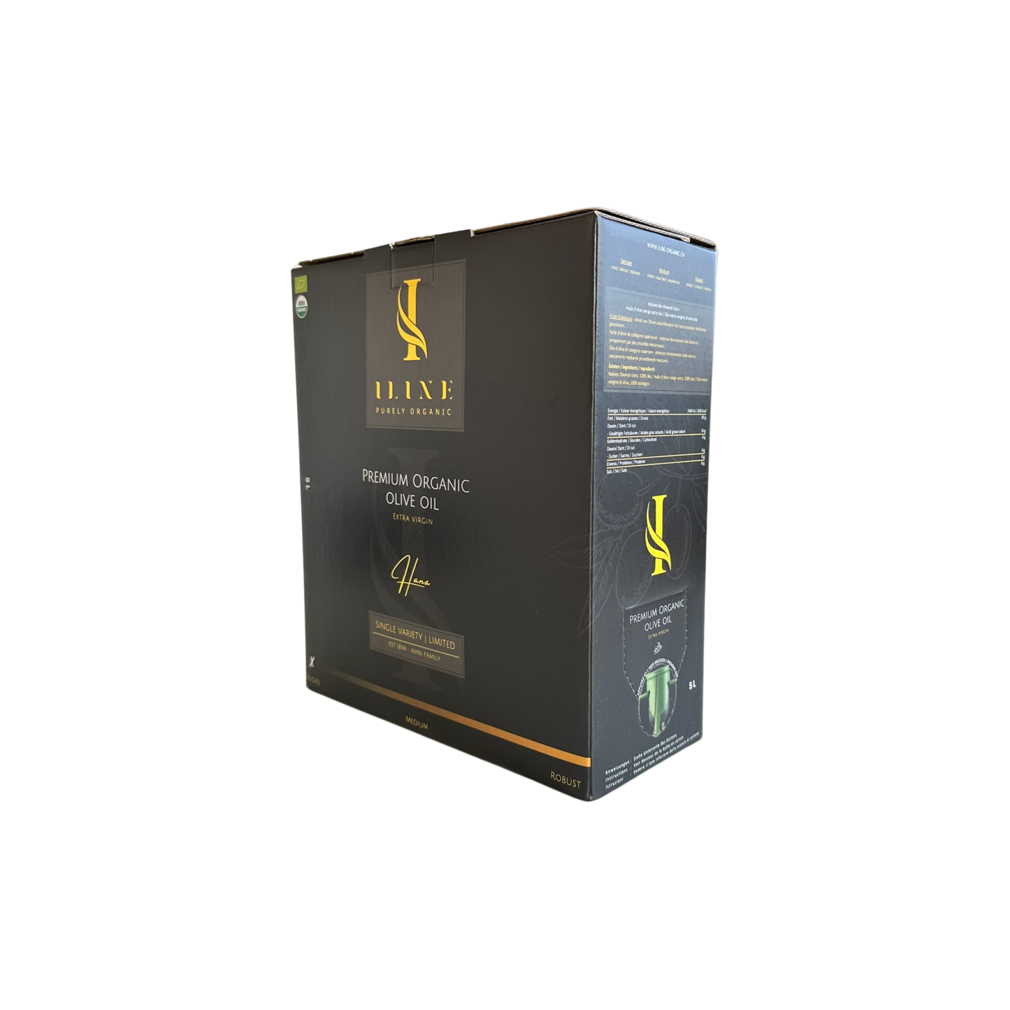 BIO Olivenöl native Extra Bag-in-Box in verschiedenen Grössen: 1.5 Liter, 3 Liter und 5 Liter.