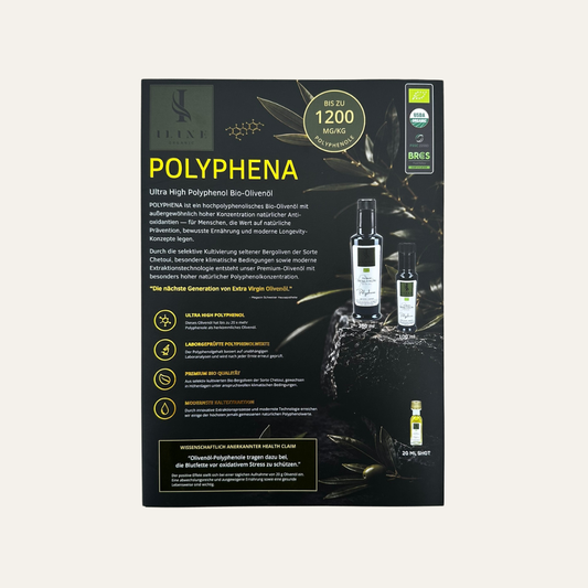 Erste Seite der Iline Organic Polyphena Broschüre im A4-Format