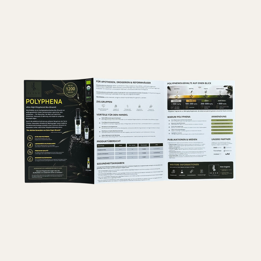Vorderseite der Iline Organic Polyphena Broschüre im A4-Format