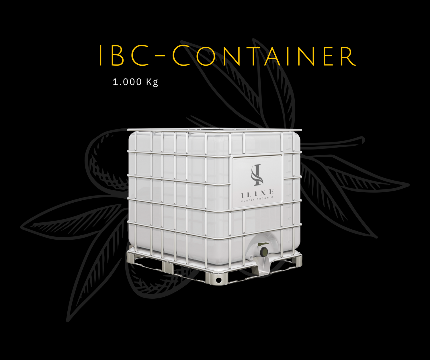 Lebensmittelechter 265-Gallonen-IBC-Container für den hygienischen Transport und die Lagerung von Olivenöl in großen Mengen. Stapelbar und mit Auslaufventil für einfache Entleerung.