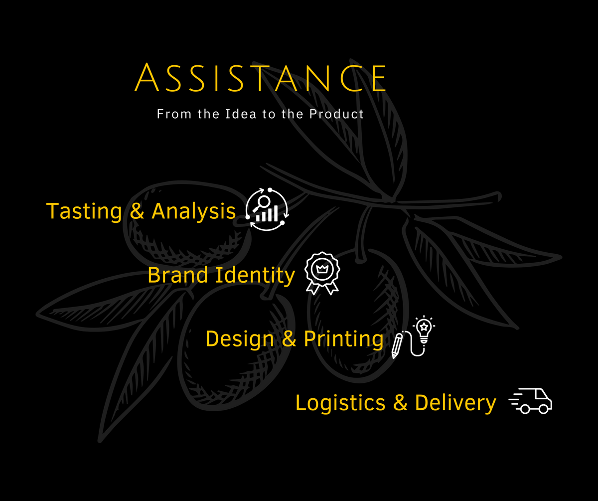 Assistance-Grafik: Tasting and Analysis Brand Identity Design and Printing Logistics and Delivery.
